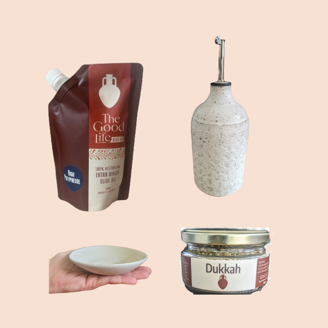 EVOO Lovers Gift Pack with Ceramic Olive Oil Bottle