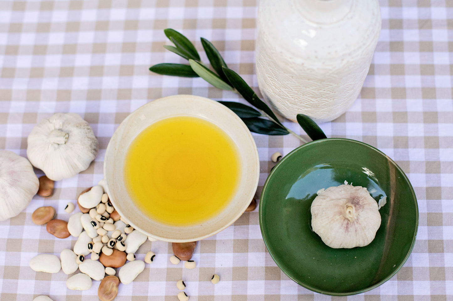 Green Ceramic Olive Oil Serving Dish