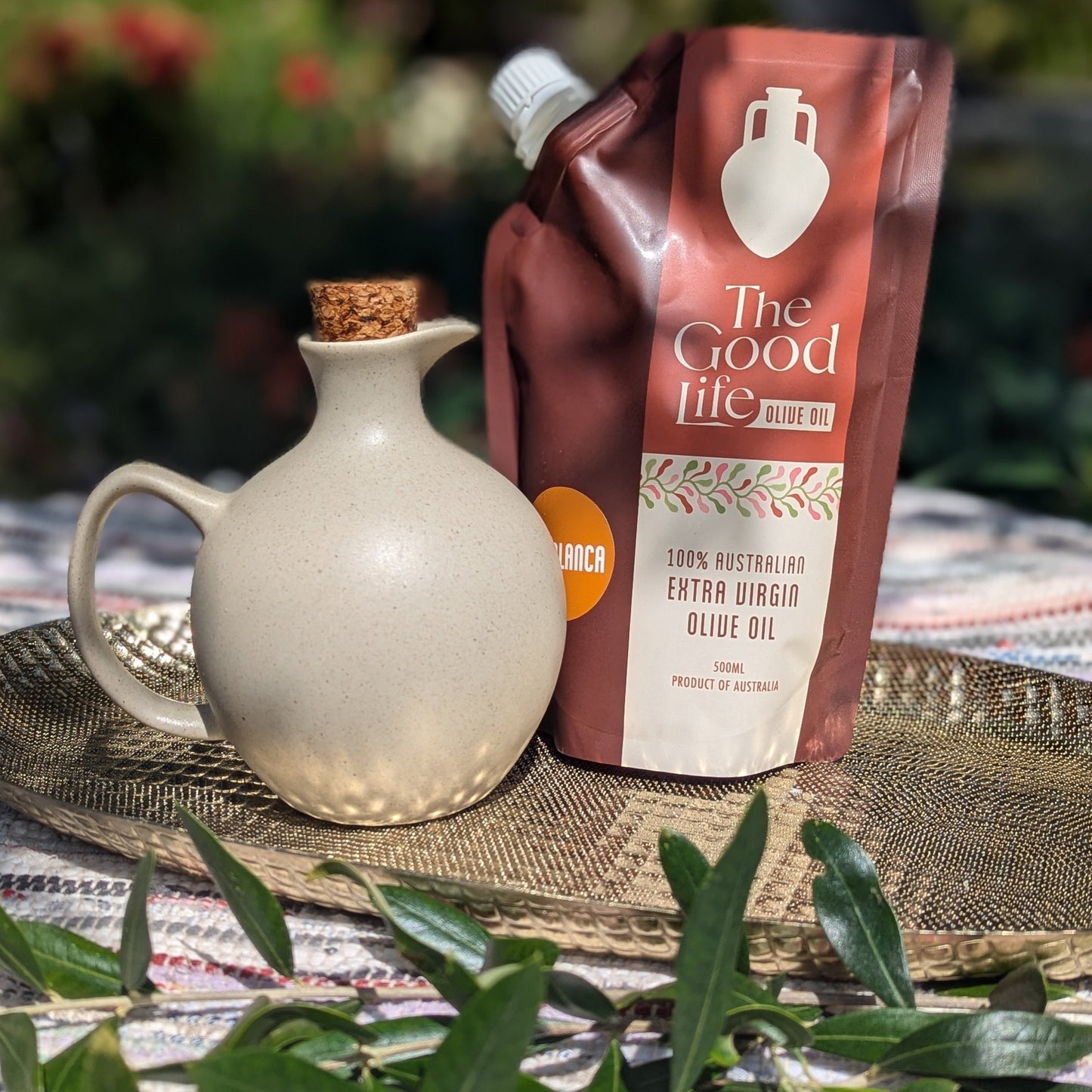 Ceramic Olive Oil Bottle with Cork